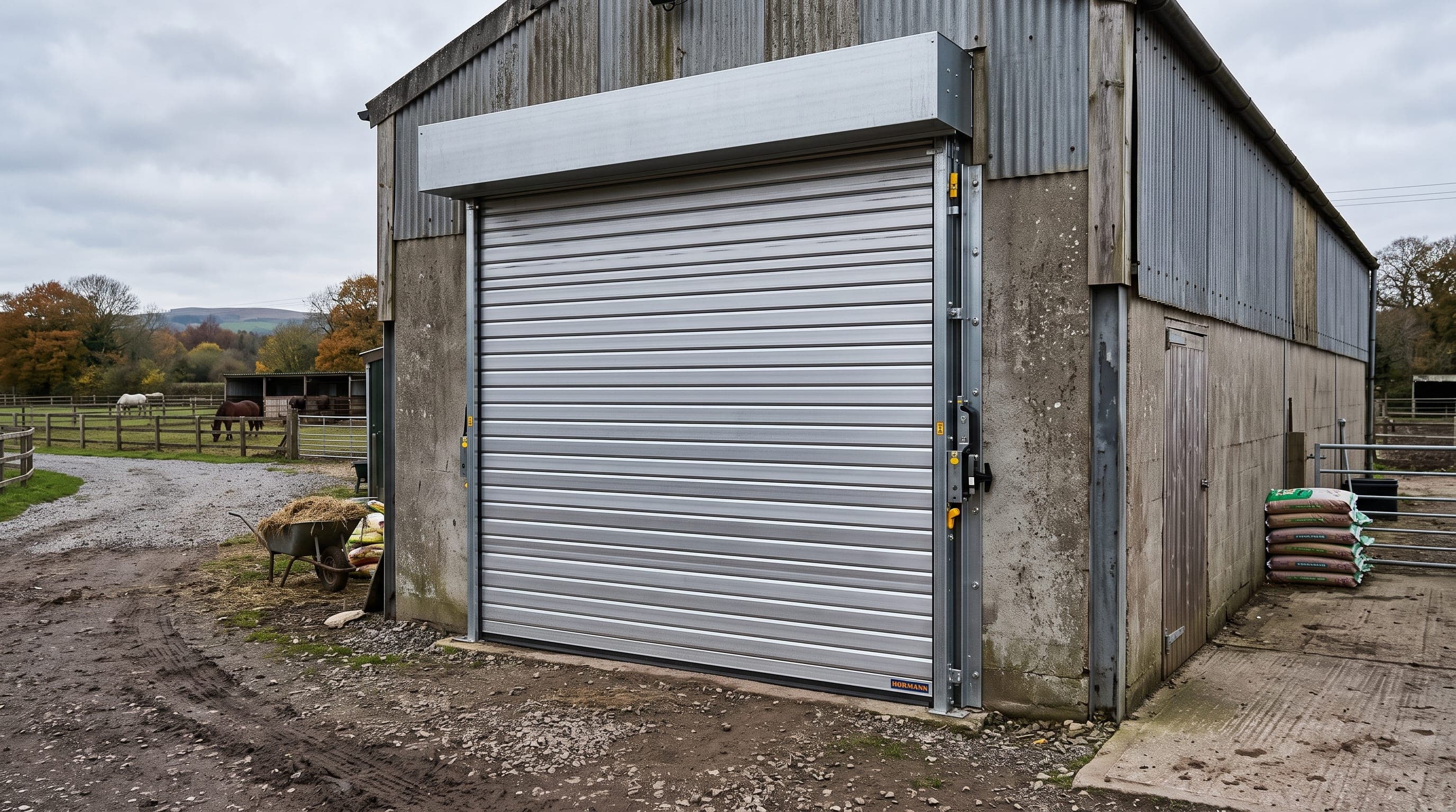 Porte enroulable grande largeur RollMatic posée à Sanem pour un centre équestre