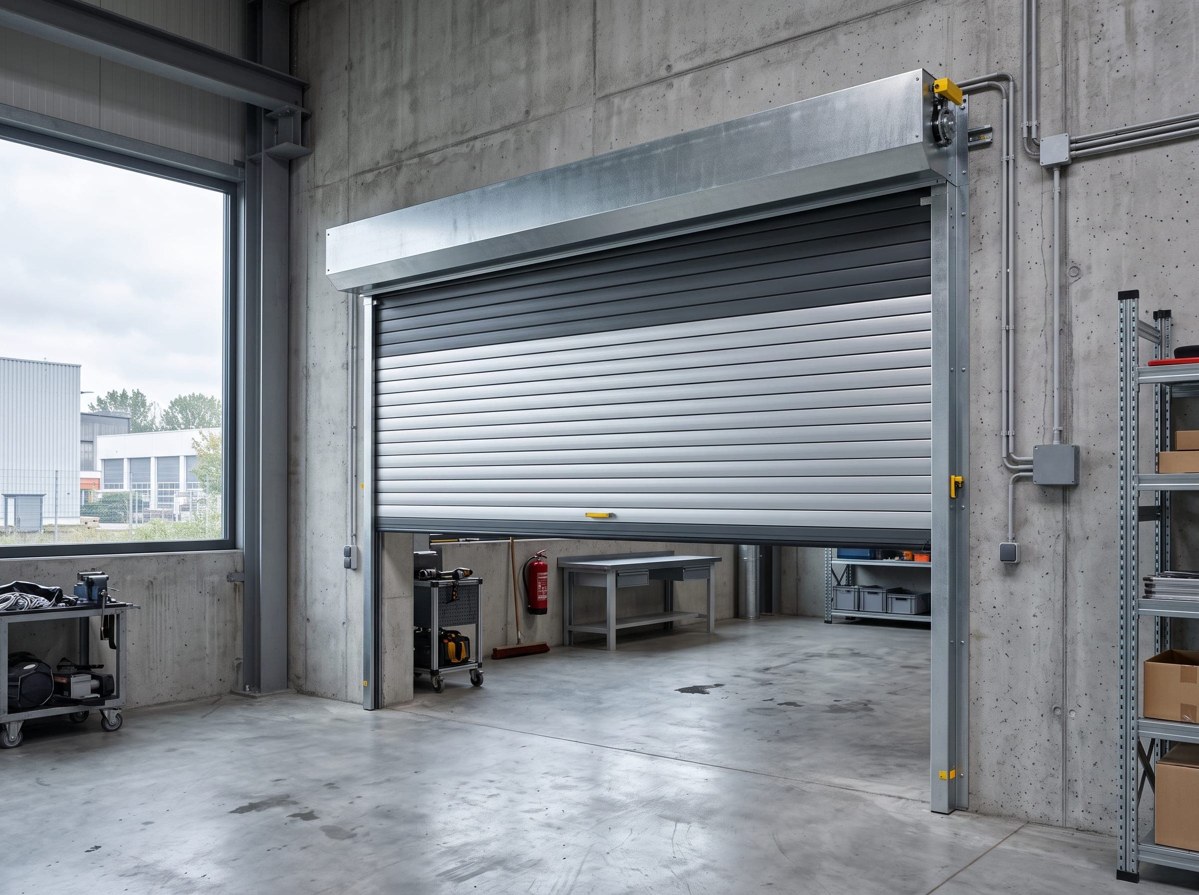 Porte de garage enroulable à tablier Hörmann RollMatic en aluminium isolé